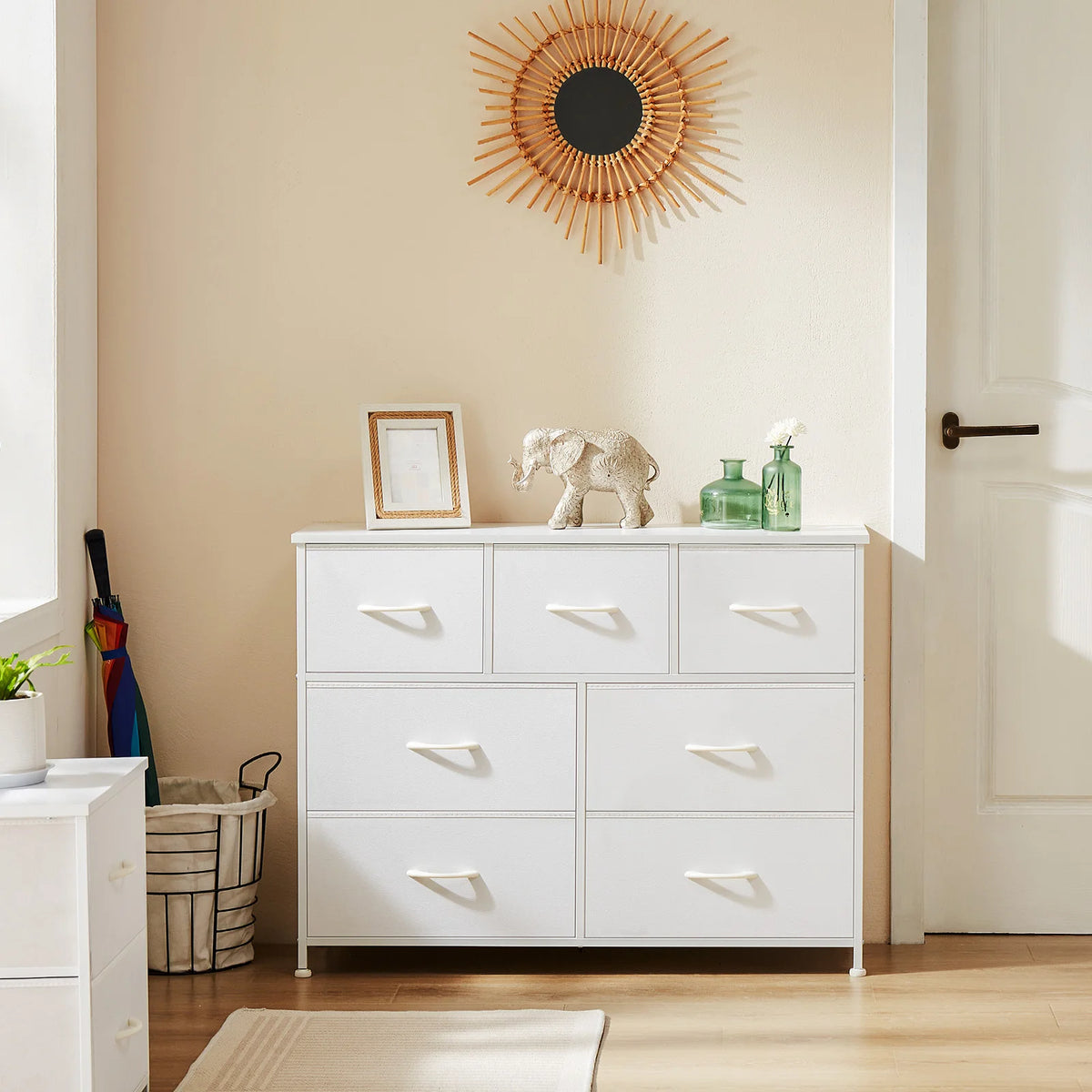 .Dresser . With 7 Fabric Drawers Organizer Storage Closet Chest Clothes.