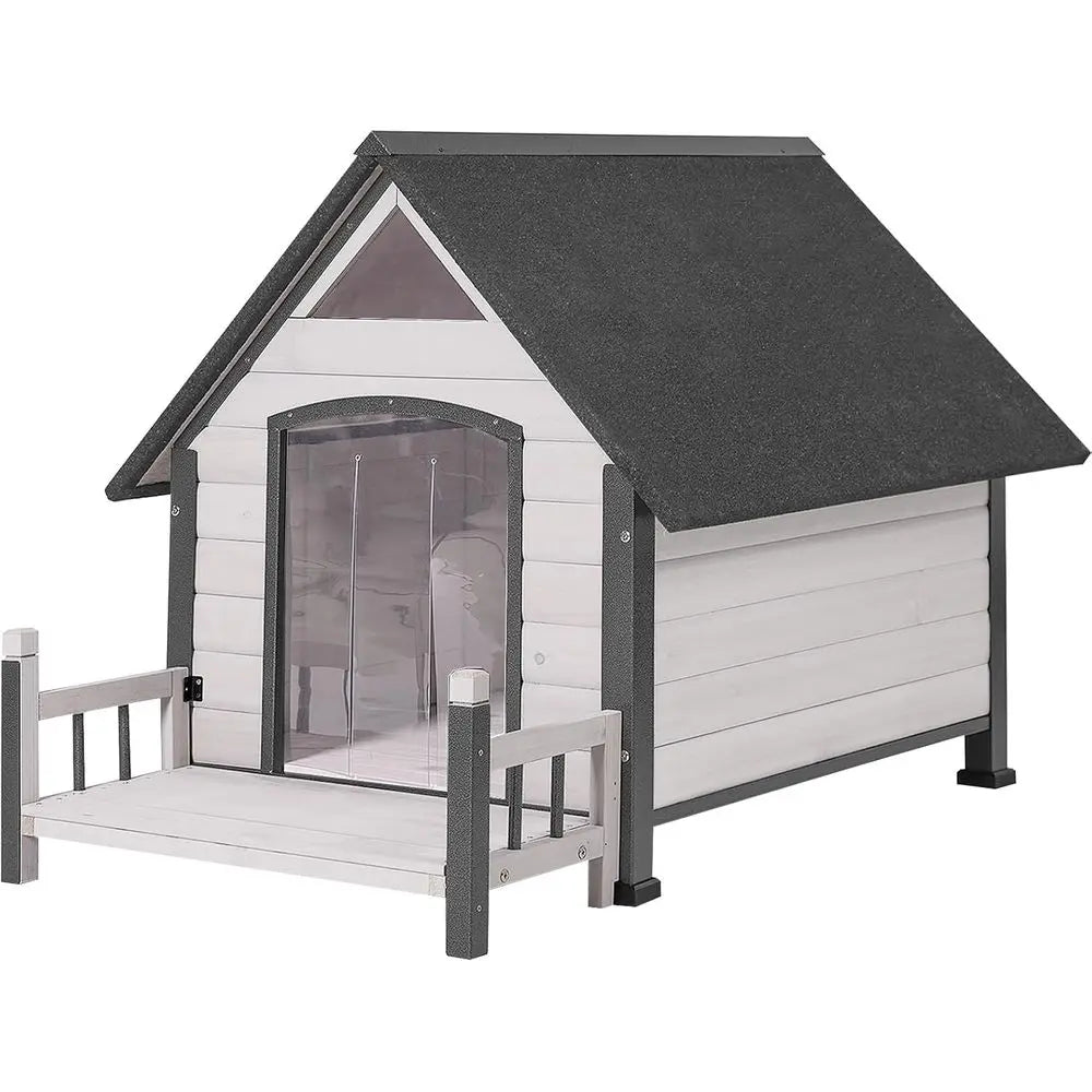 45 Inch Outdoor Weatherproof Dog House Metal Anti‑Chewing Iron Frame Kennel For Small Medium Breed Large .