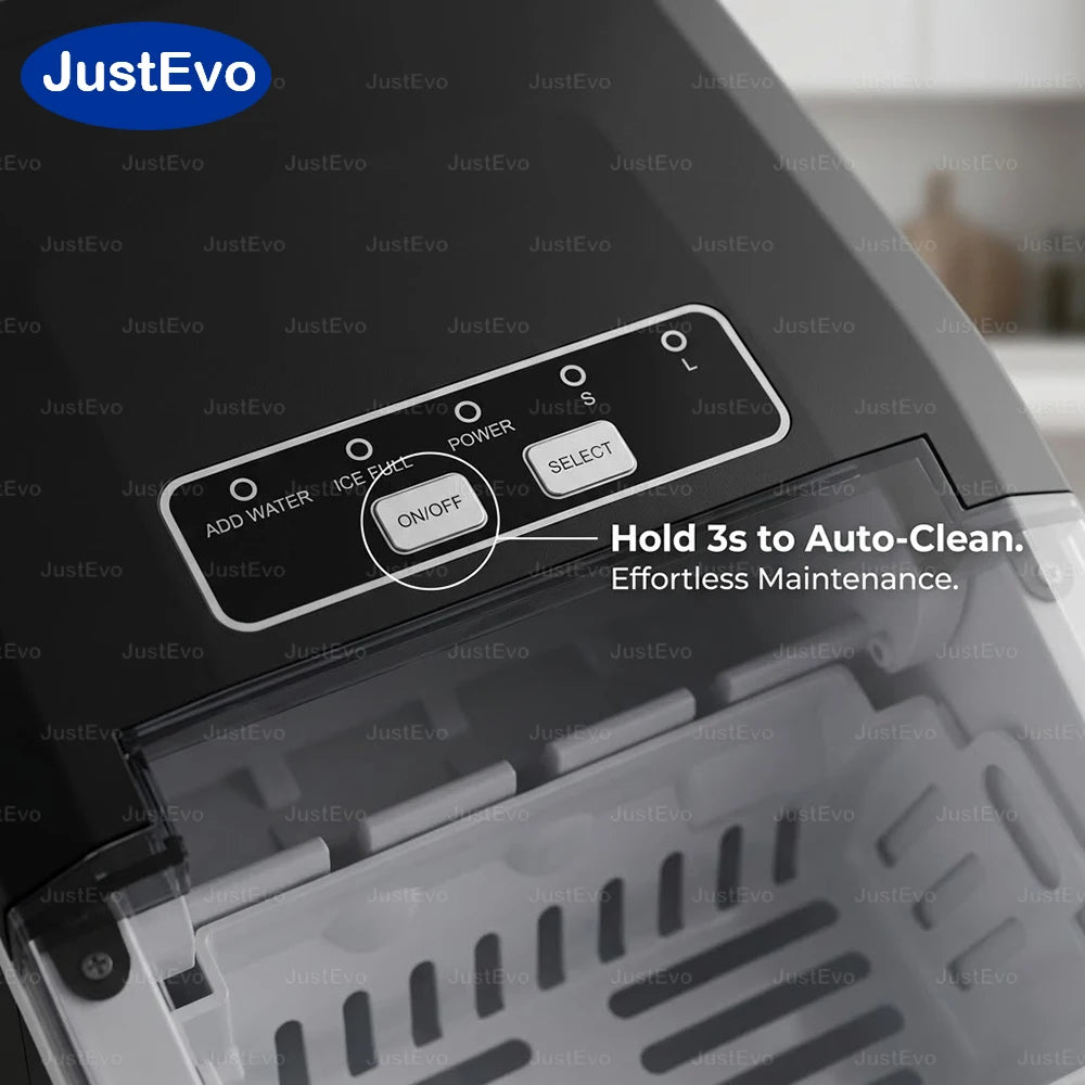 JustEvo Countertop Portable Ice Maker Machine with Auto-Clean 6-12 Mins Fast Ice 2 Bullet Ice Sizes .