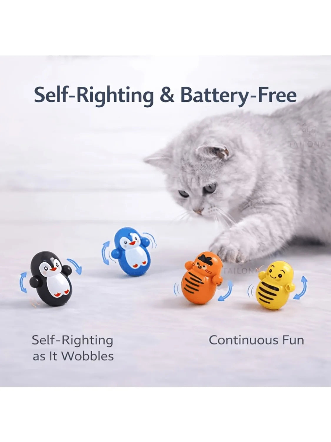 10-Pack Self-Rolling Interactive Cat Toys, No Batteries Required,