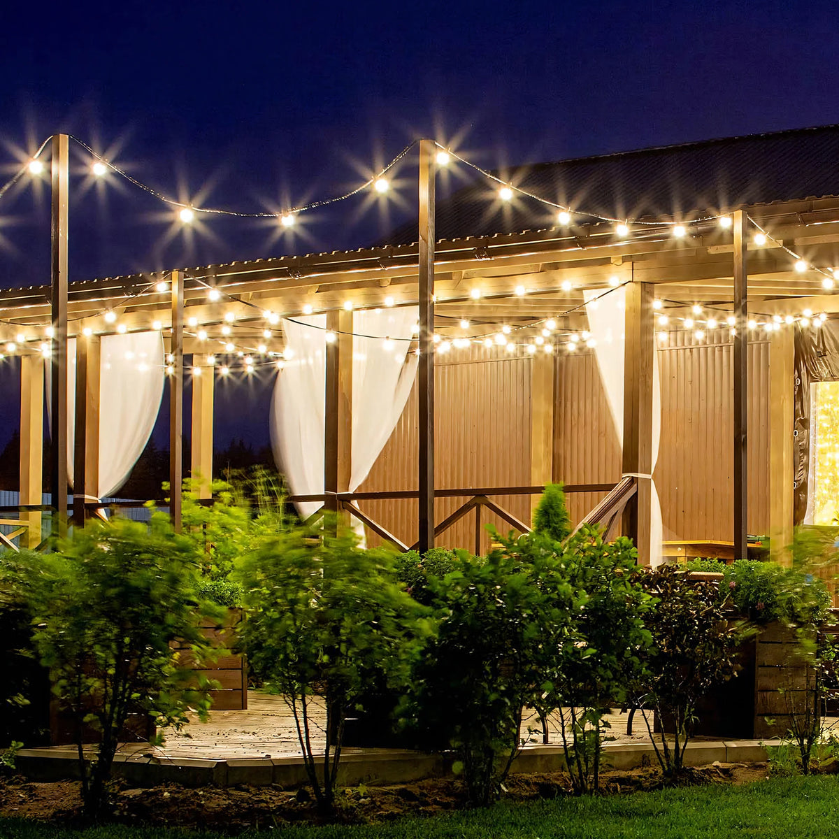 200FT ST38 LED Globe String Lights, 48 E12 Bulbs 2700K Warm White. with Hooks & Replaceable Shatterprof