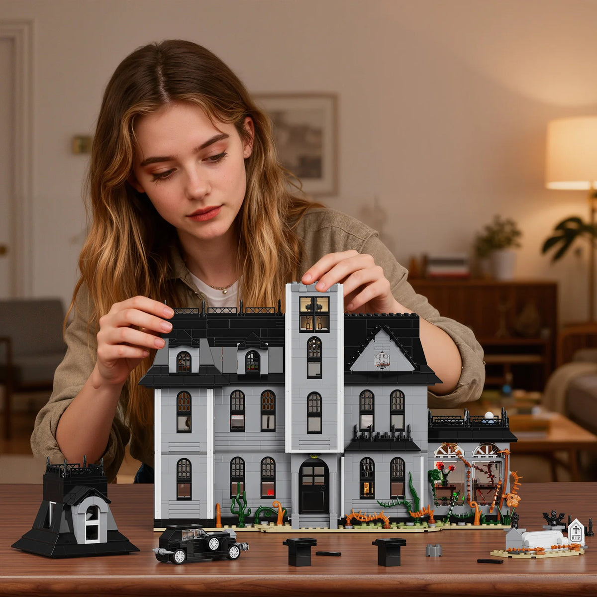 Gothic House Building Blocks Set Nightfall Manor Architecture Bricks Creative.