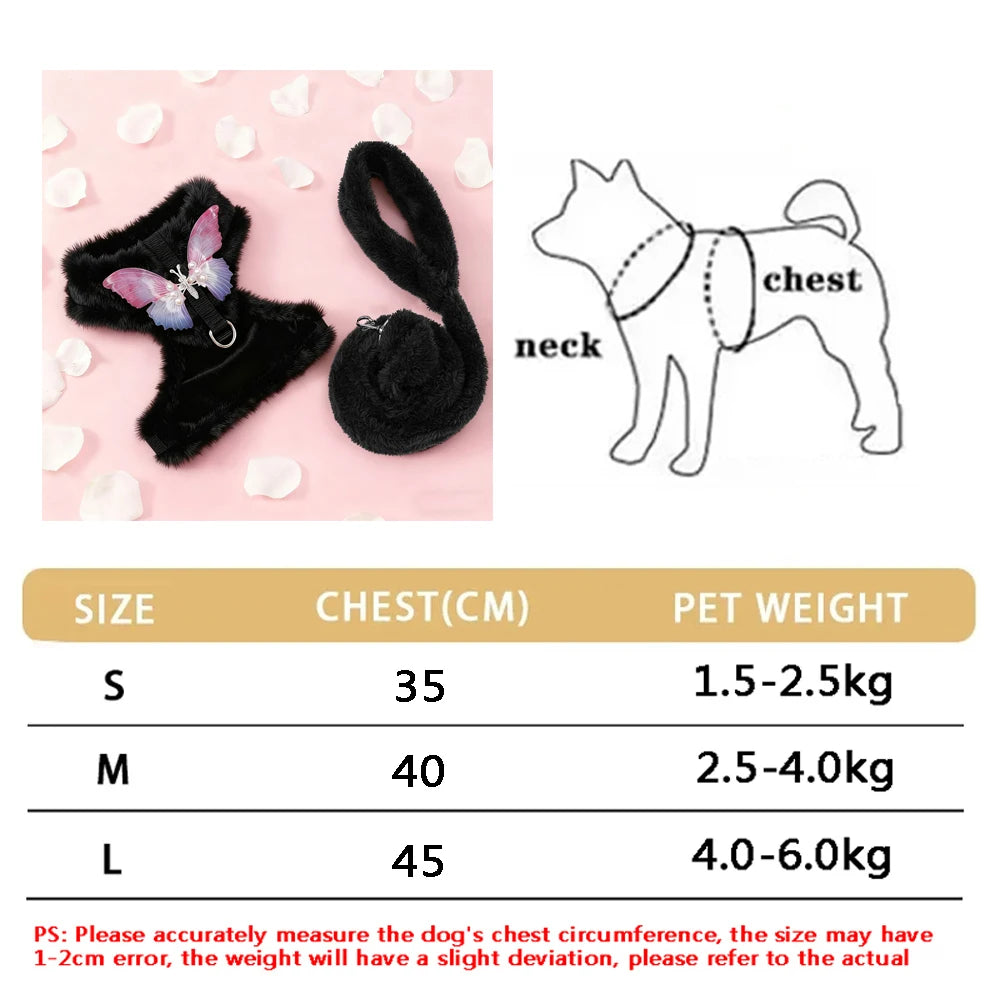 New Breathable Cute Cat Harness Set Butterfly Small Dog Harness.