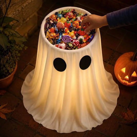Large-Capacity Lighted Halloween Ghost Candy Bowl