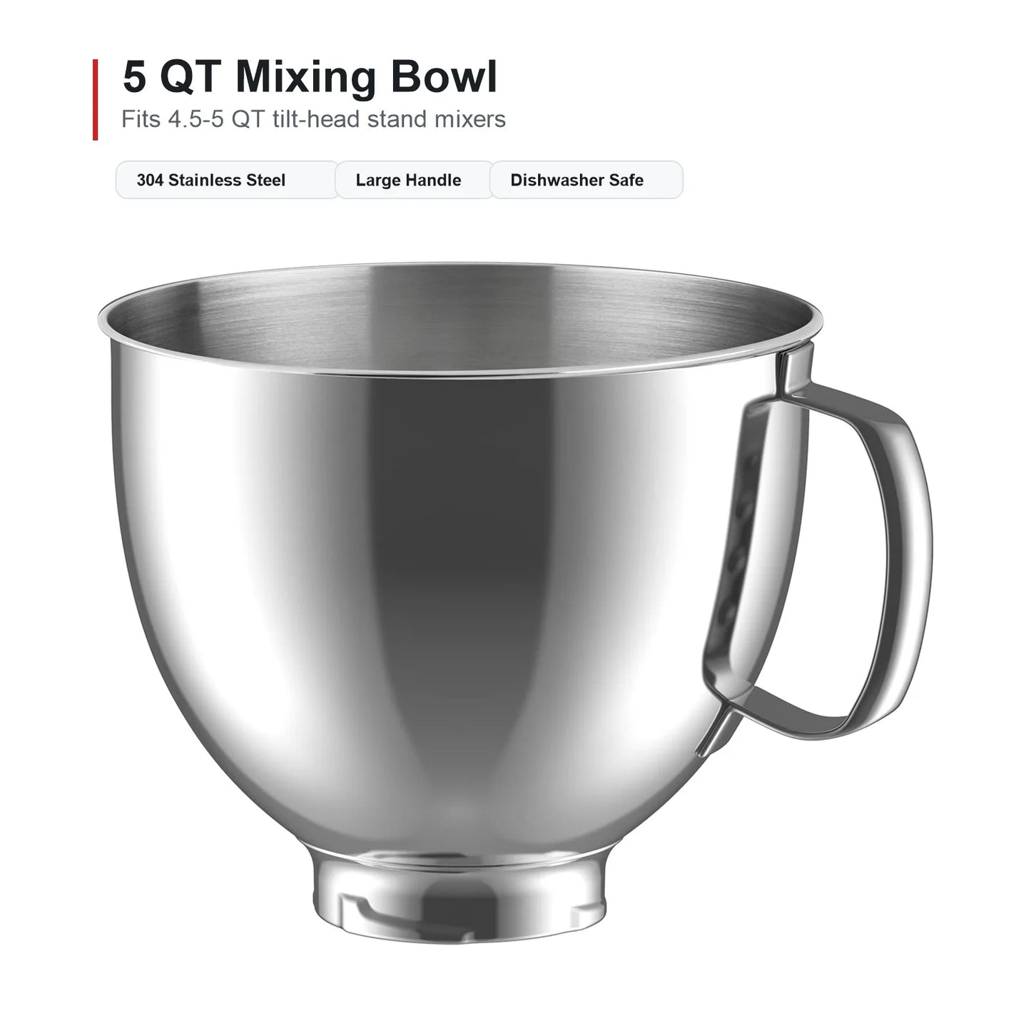 Mixing Bowl for Kitchenaid Stand Mixer Fits 4.5 5Q Tilt Head.5 Quart .