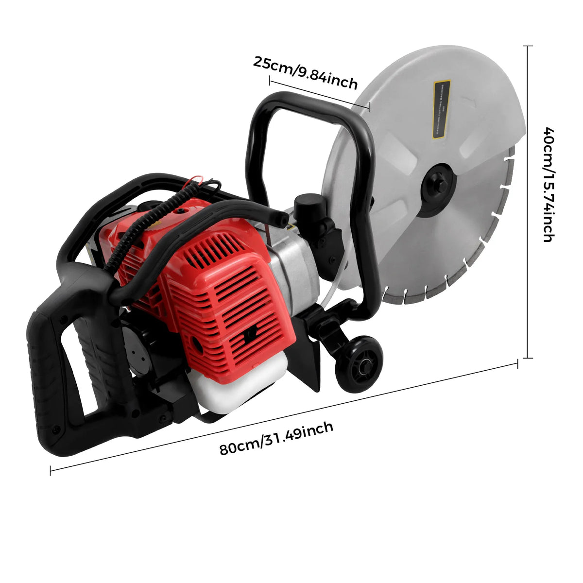 JH-350 Gas Concrete Cutting Saw with 52cc 1400W, 350mm Masonry Saw for Asphalt, Granite and Porcelain