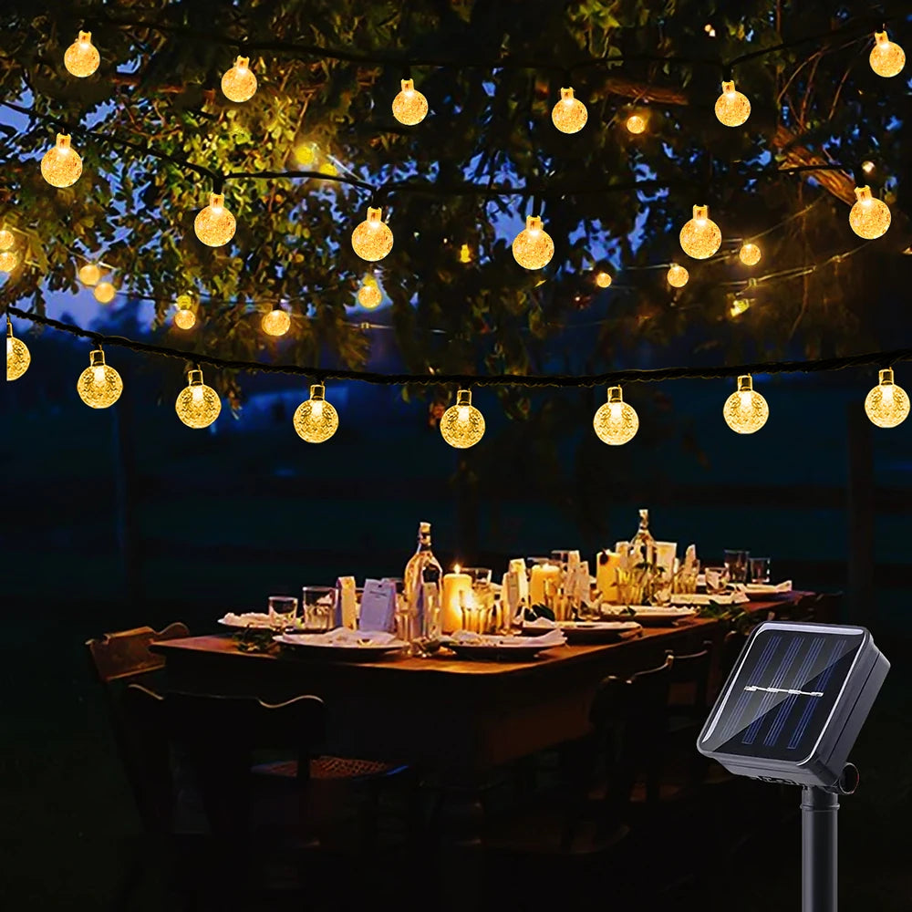 Solar String Lights Outdoor Bubble Ball Lighting String 8 Lighting Modes .