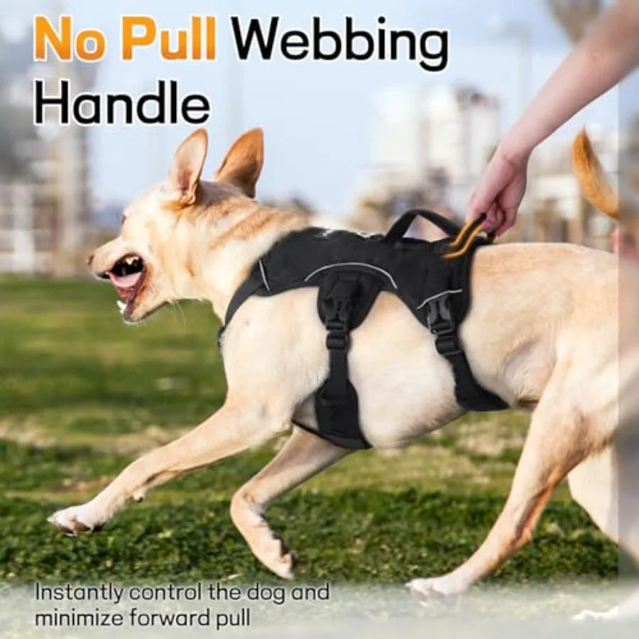 Escape Proof Dog Harness for Large, No Pull with Lift Handle No Escape, Full Soft Padded, Reflective Adjustable Vest, Leash