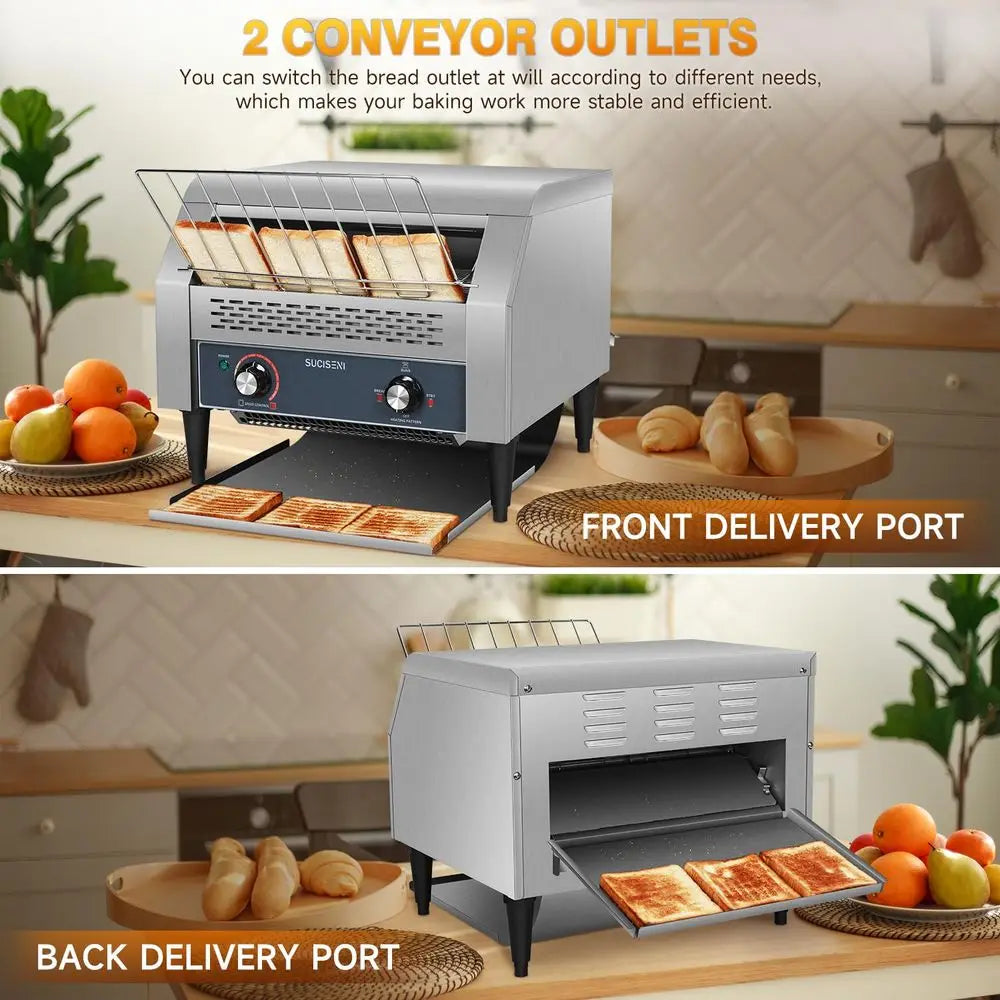 Commercial Conveyor Toaster .3 Slice at Time 2600W Bun Toasters with Dual Heating Tube for Bagel