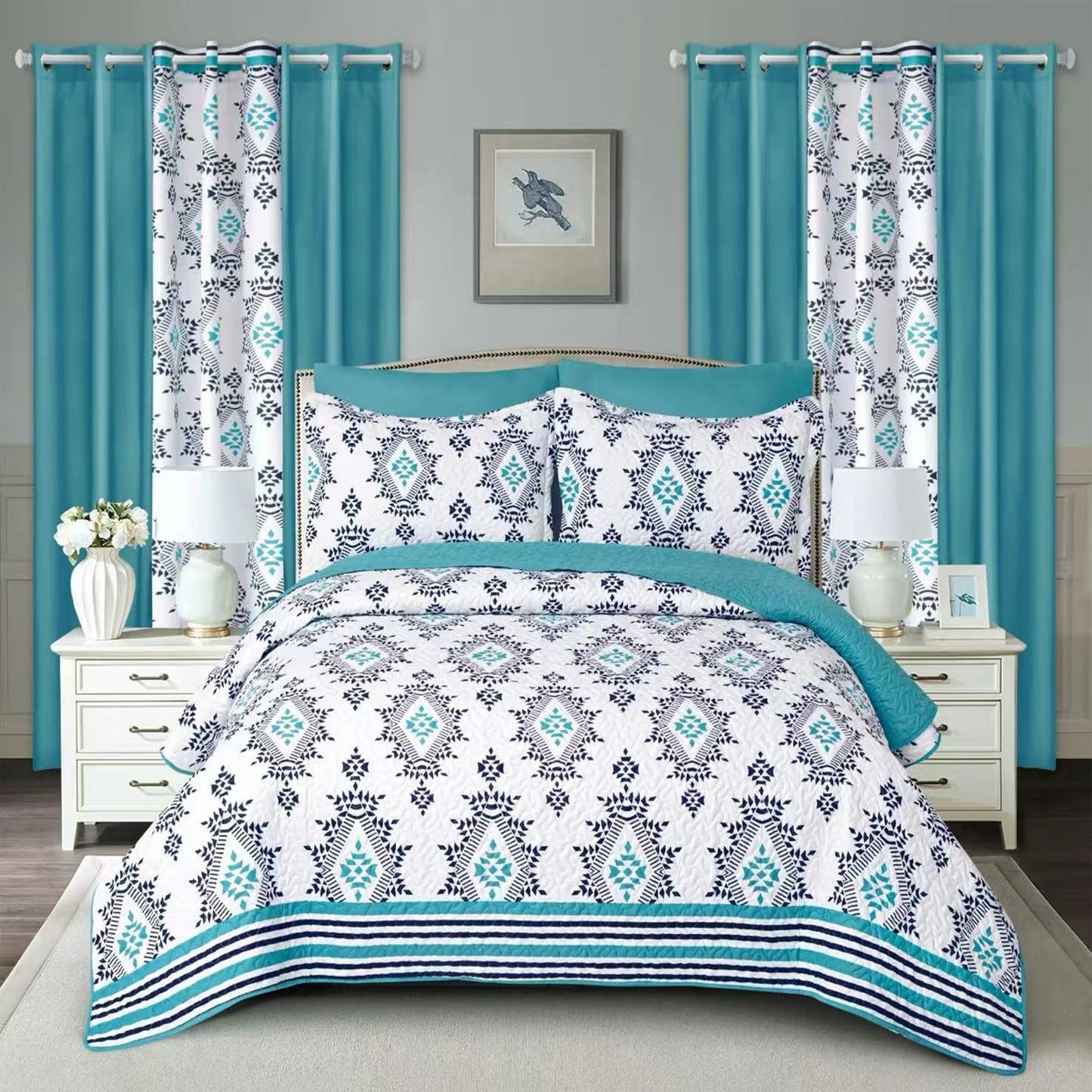 10 Pcs Printed Bedspread Set Luxury High Quality Quilt Set Quilting Thin Comforter Set All Season