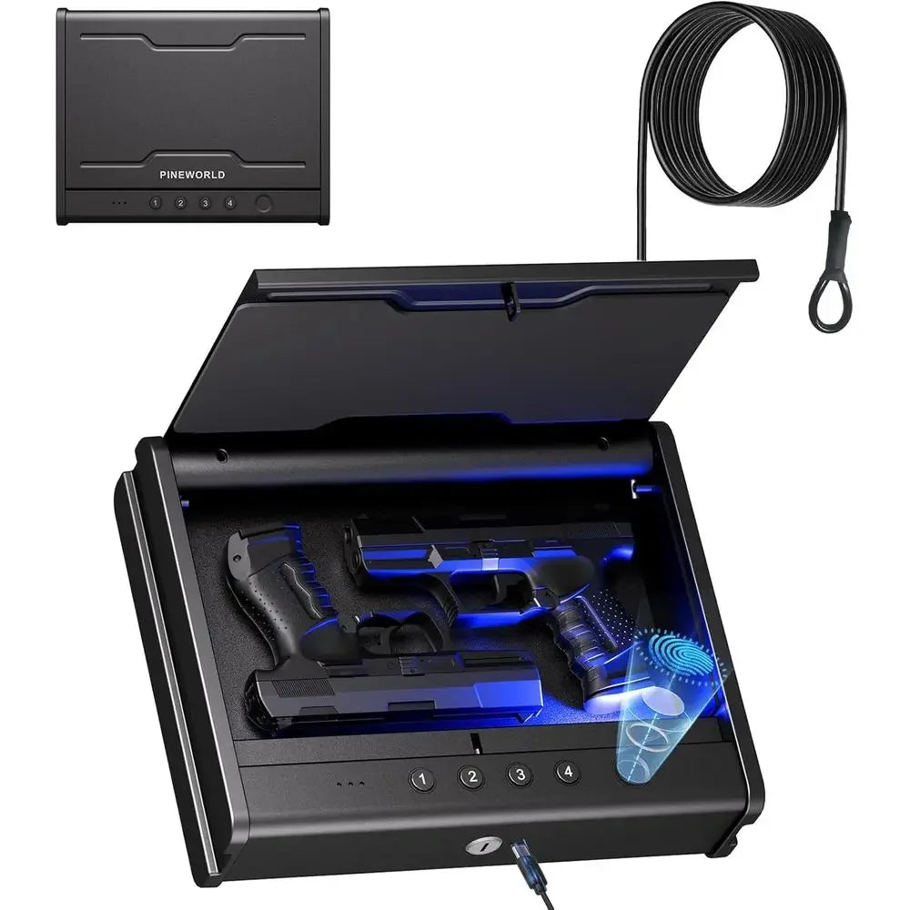 Biometric Handgun Safe with Fingerprint, Key, and Voice Activation