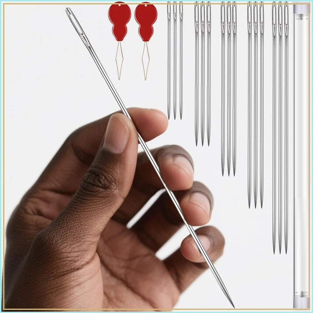 Extra Long Sewing Needles, 15 Pcs & 5 Sizes Upholstery Needles 4-8 inch .