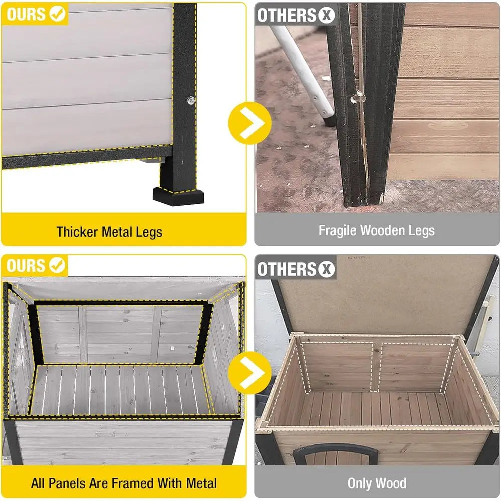 45 Inch Outdoor Weatherproof Dog House Metal Anti‑Chewing Iron Frame Kennel For Small Medium Breed Large .