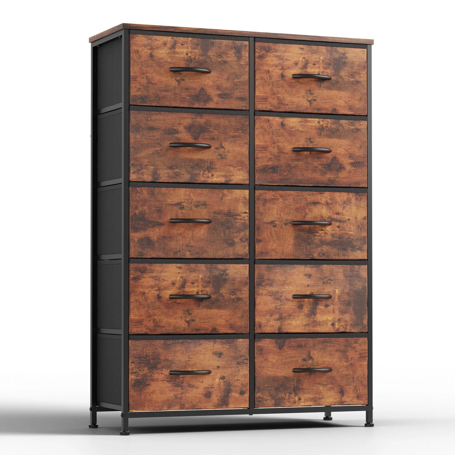 Bedside Table For Bedroom With 10 Fabric Drawers Nightstand Storage Cabinet