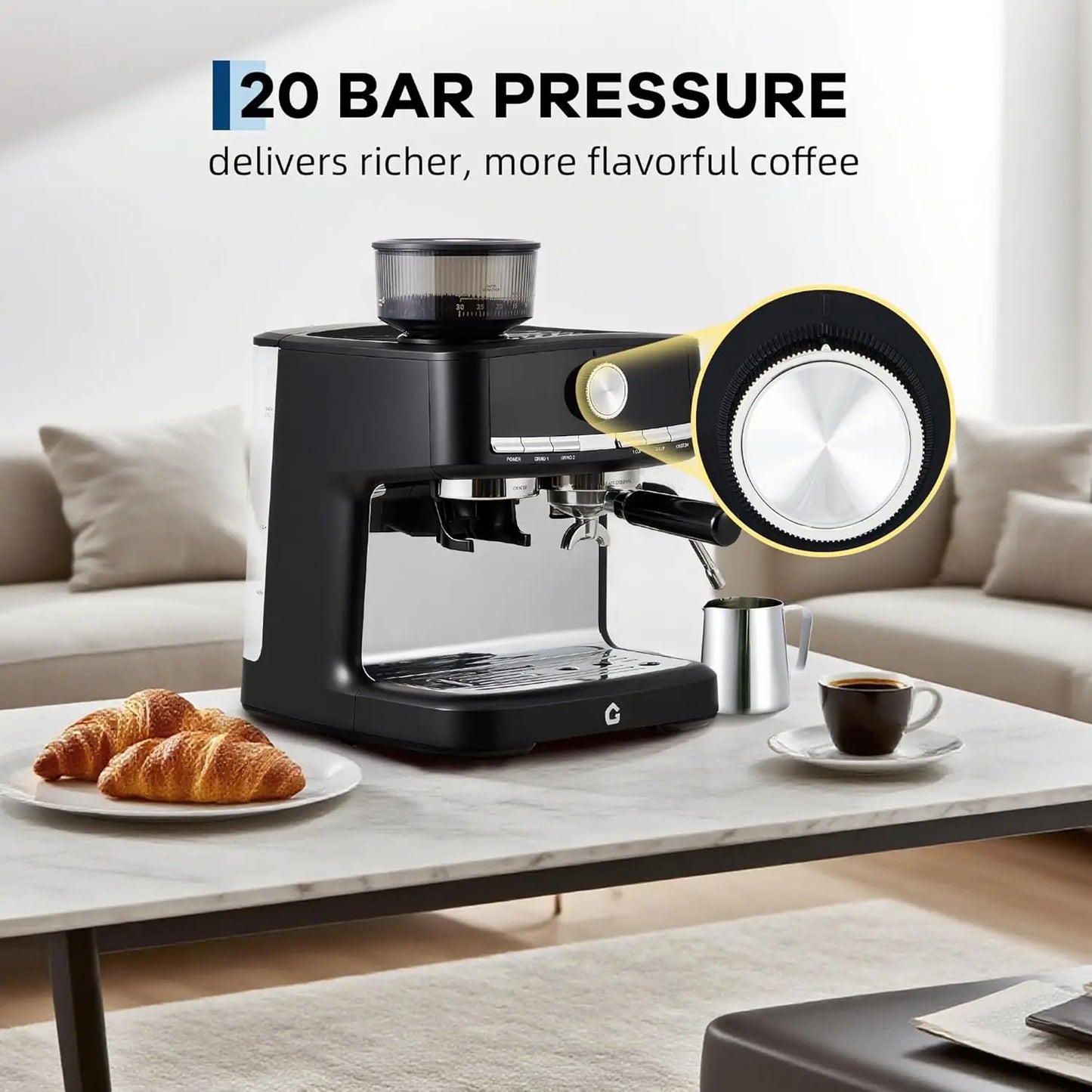 Espresso Machine with Grinder, . for Cappuccino and Latte