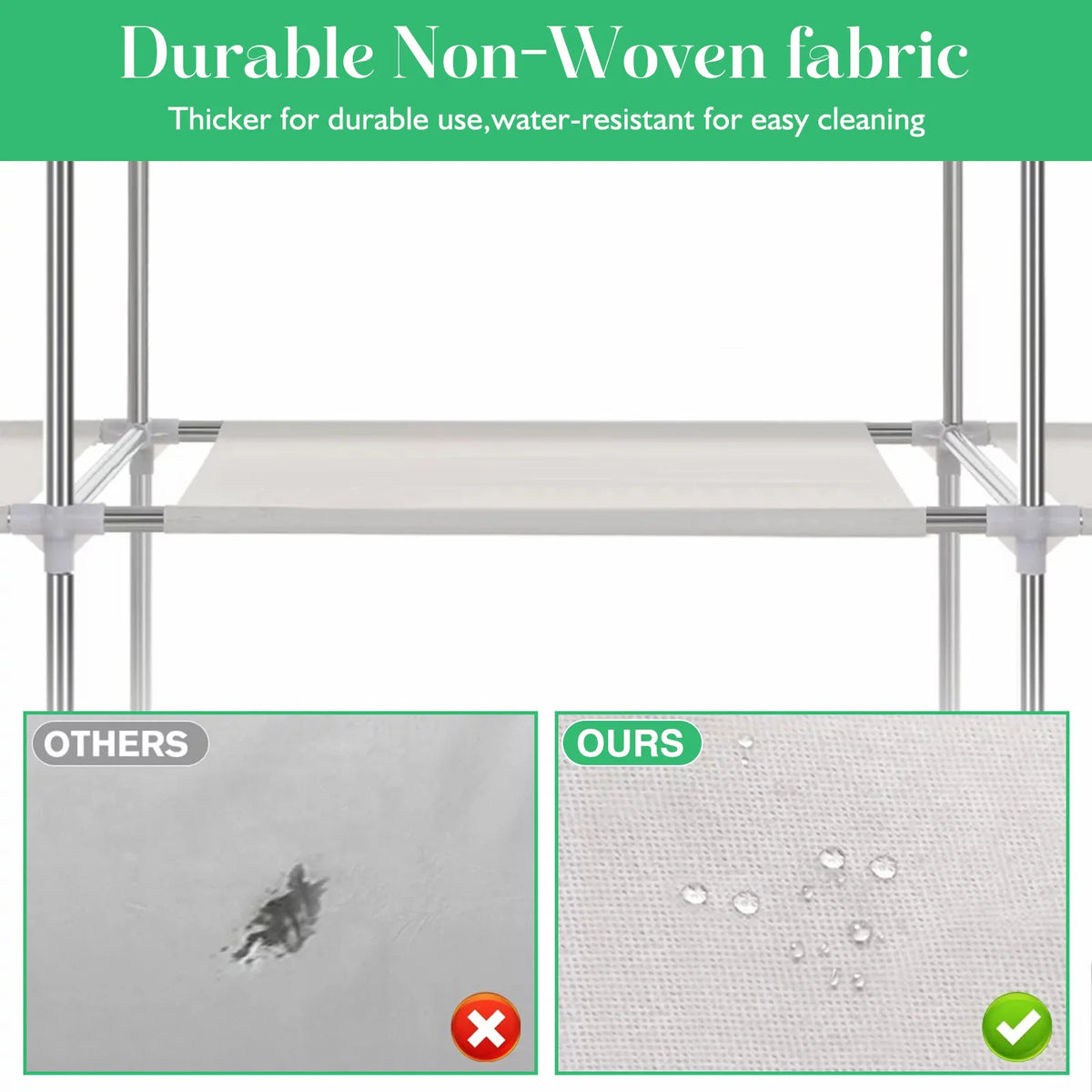 Closet Wardrobe Organizer Storage Rack Portable Clothes Shoe Clothing Shelf Dustproof Non-woven Fabric.