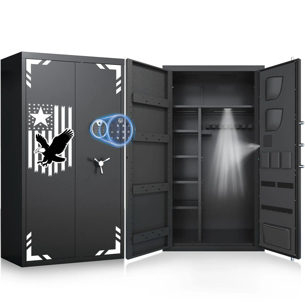 35-40 Large Unassembled Gun Safe for Rifles and Pistols, Biometric Fingerprint Gun Safe with LCD Keypad