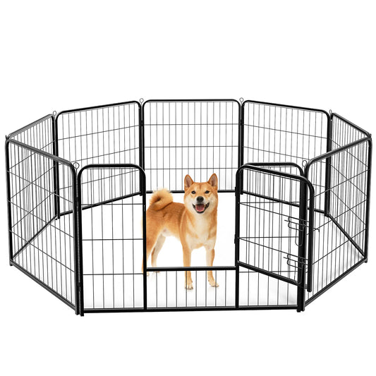 Metal 8 Panels Dog Playpen Pet Fence 24 Inch to 32 Inch Foldable
