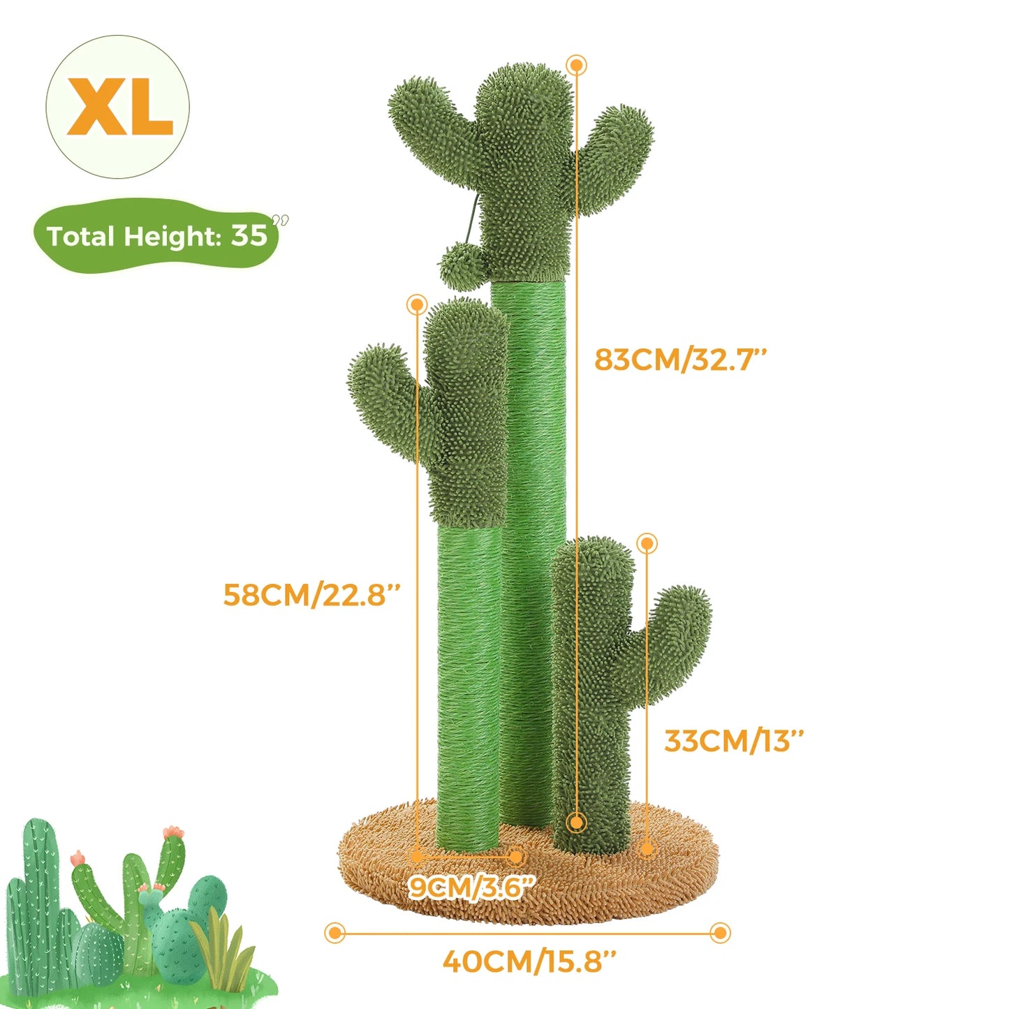 Cactus Cat Tree Small Cat Tower with Spacious Condo ,Cozy Hammock Ball, Scratching .