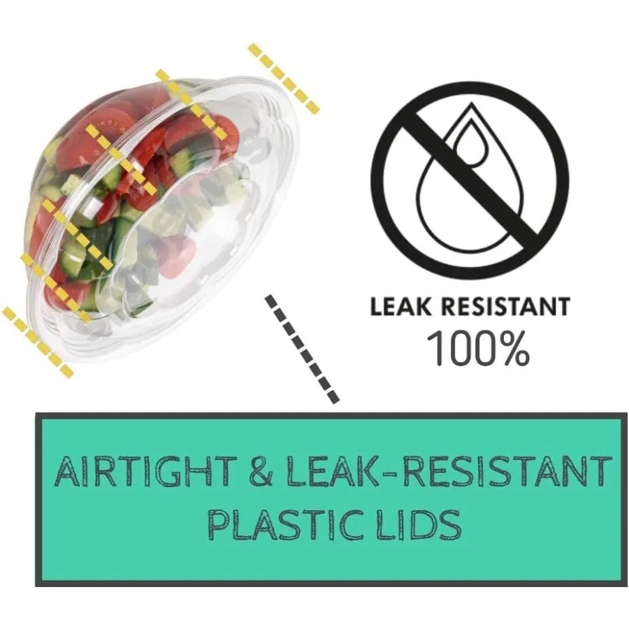 Disposable Plastic Salad Bowls with Airtight Lids .