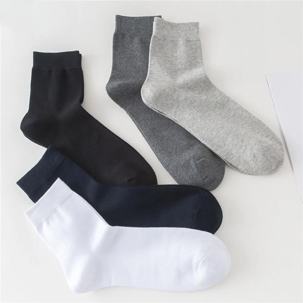 5 Pairs Men's Basic Crew Socks - Cloud-Touch Cotton Material