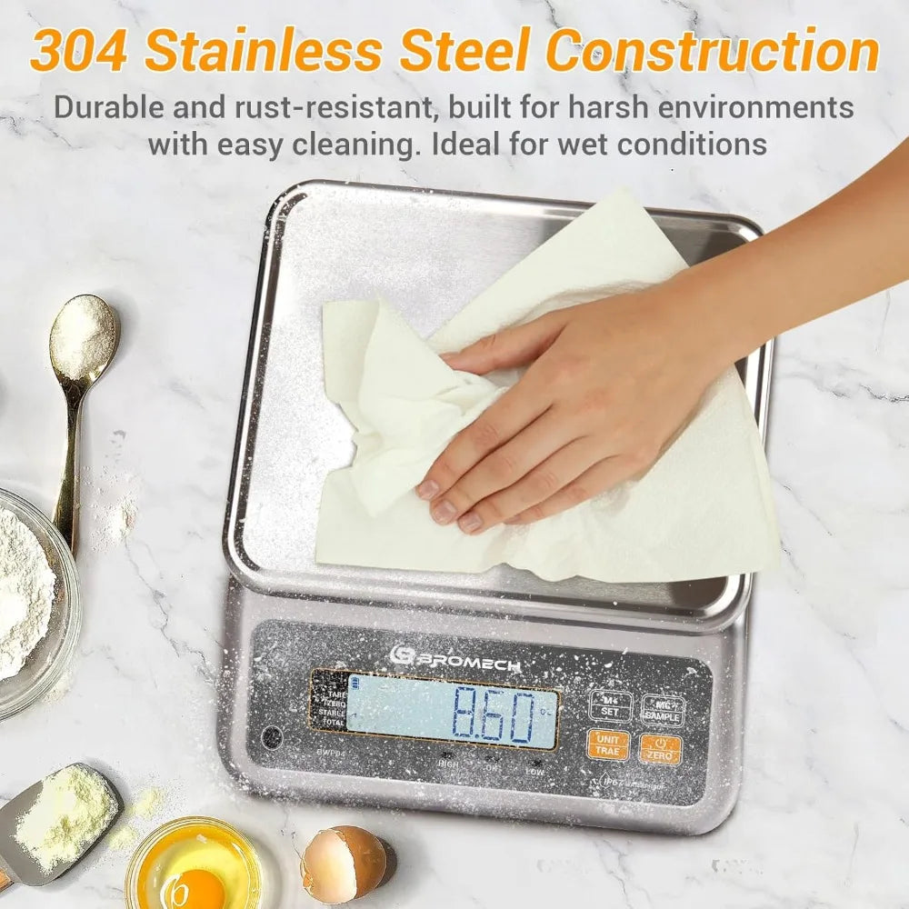 Food Scale Pound and Ounce, Rechargeable, Commercial Grade, Stainless Steel Platform,