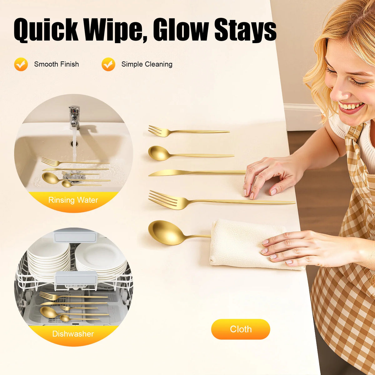 90Pcs Gold Stainless Steel Silverware - Heavy Duty Cutlery, 420 Stainless Steel Tableware Set .