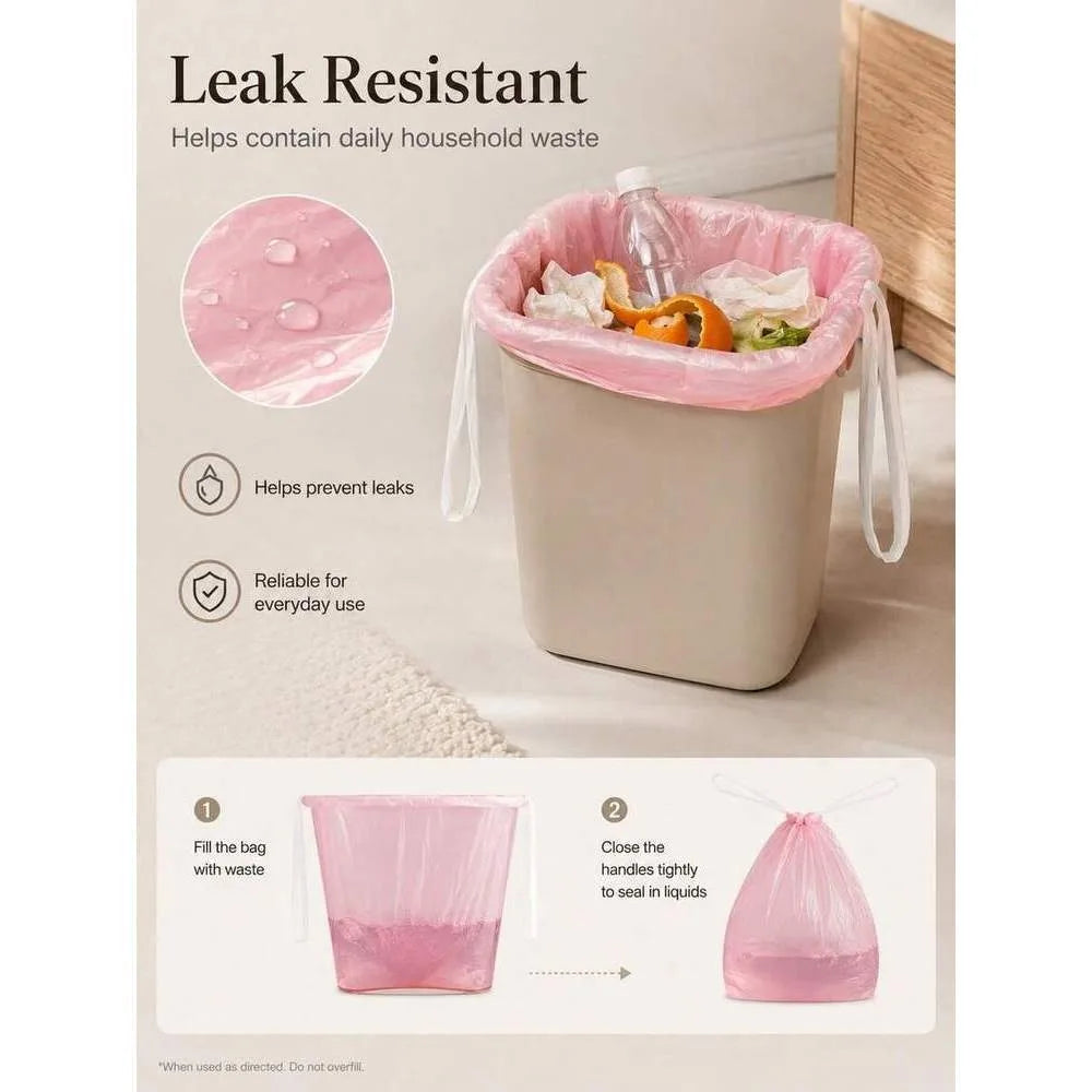 Pink Rose Scented Trash Bags 5-Gallon Sturdy Durable.  Trash Can 3.5/4/5 Gallon