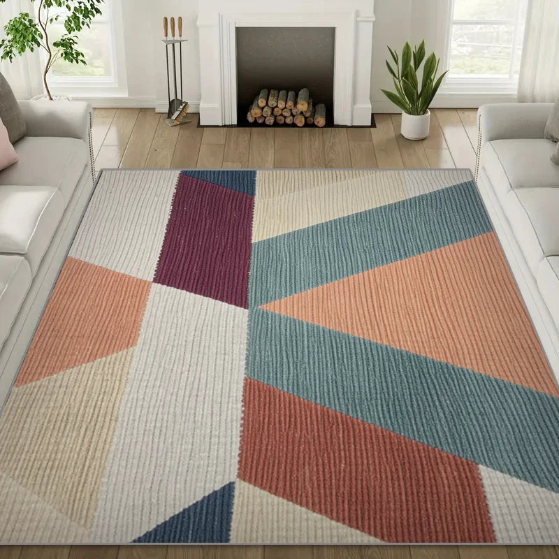 Nordic Minimalist Geometric Color Block Large Living Room Carpet
