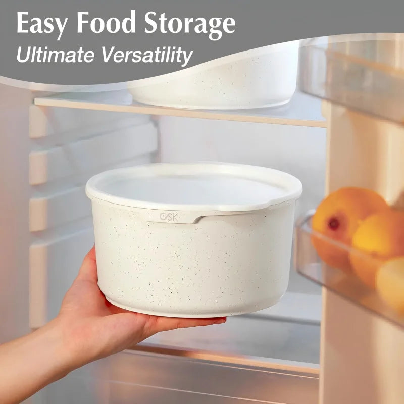 17‑Piece Detachable Handle Marble Non‑Stick Cookware Set, Oven & Dishwasher Safe .