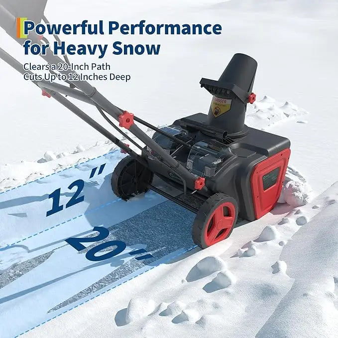 20V Electric Snow Blower, 20-Inch, 2X 4.0Ah Batteries & Charger
