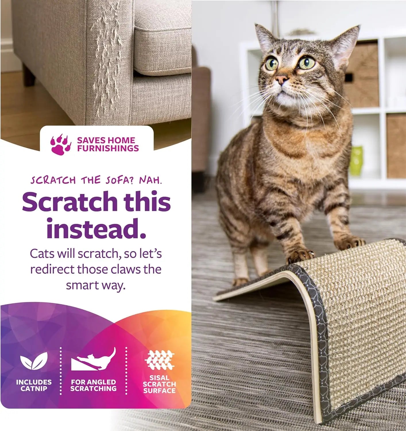 Natural Sisal Angle Ramp Cat Scratcher,