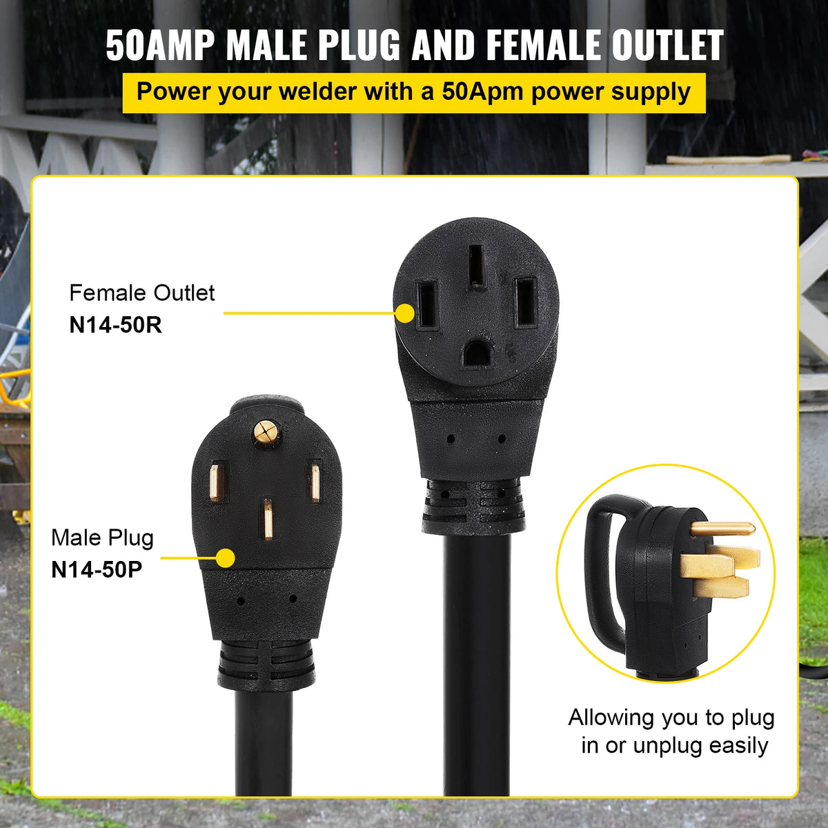 25FT 36FT 50FT 50Amp RV Extension Cord N14-50 Plug Copper Wire.