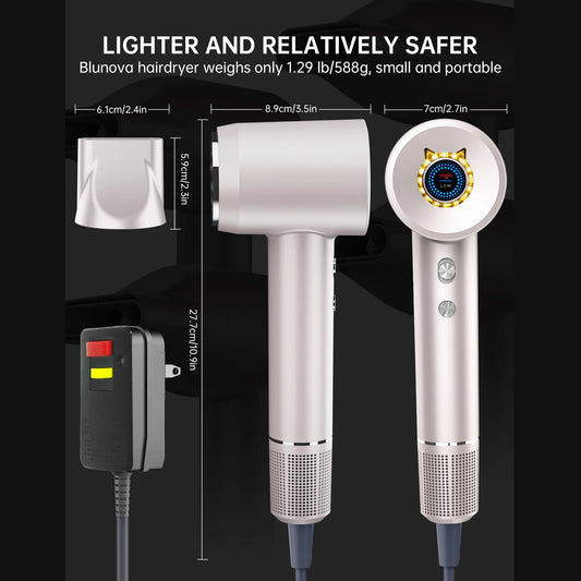 High-Speed Hair Dryer, 1 Ultra-Fast Drying, 200M Ionic Negative for Frizz Reduce