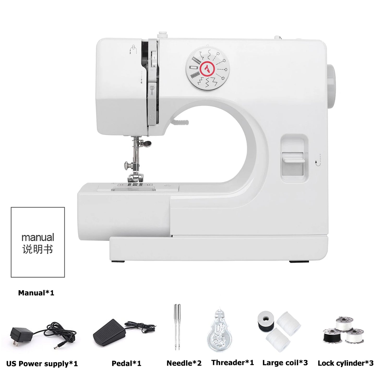 12 Stitches Mini Sewing Machine Home Multifunctional Electric Double Thread Sewing Machine Replaceable presser foot design US