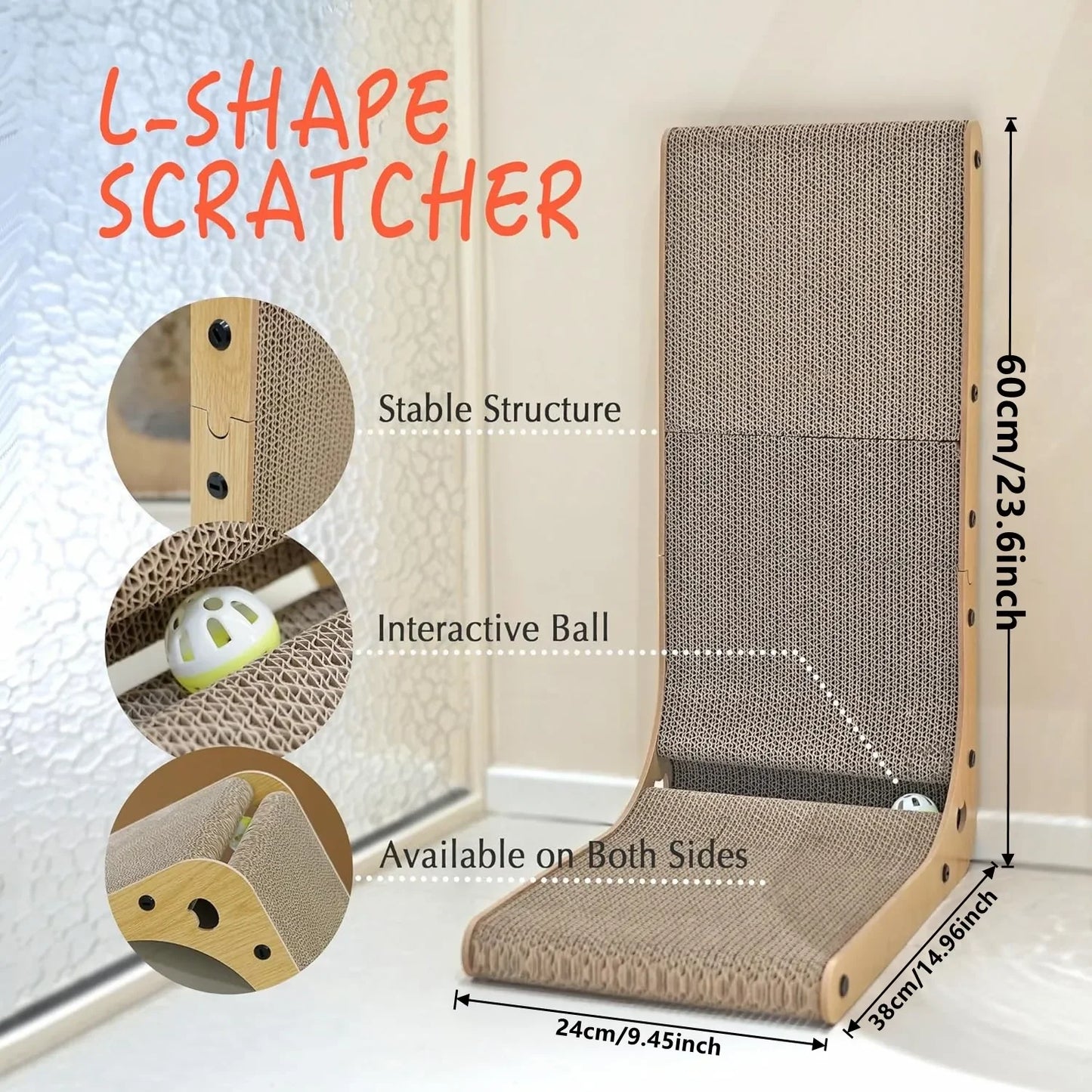 2pcs/6pcs L Shape Cat Scratching Post, 23.6 Inch Indoor.