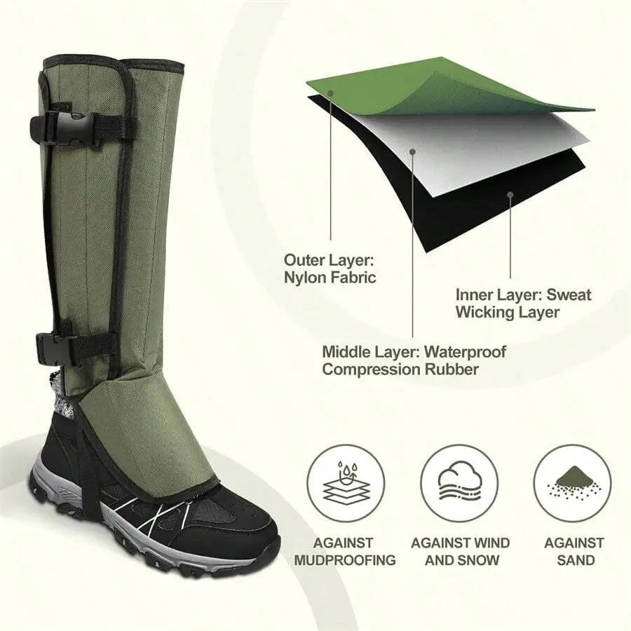 Outdoor Anti-Snake Bite Leg Gaiters, Hiking Camping Anti-Scratch Knee Pads, Snow Shoe Covers, .