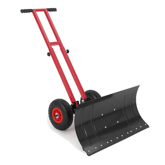 36cm  Wheeled Snow Shovel,Snow Pusher w/Adj Handle Carbon Steel Blade..