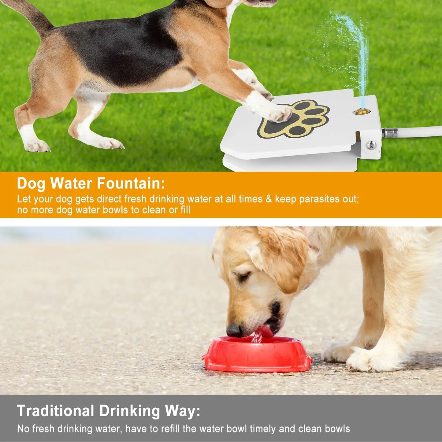 Dog Water Fountain Outdoor Dog Pet Water Dispenser Step-on Activated Sprinkler