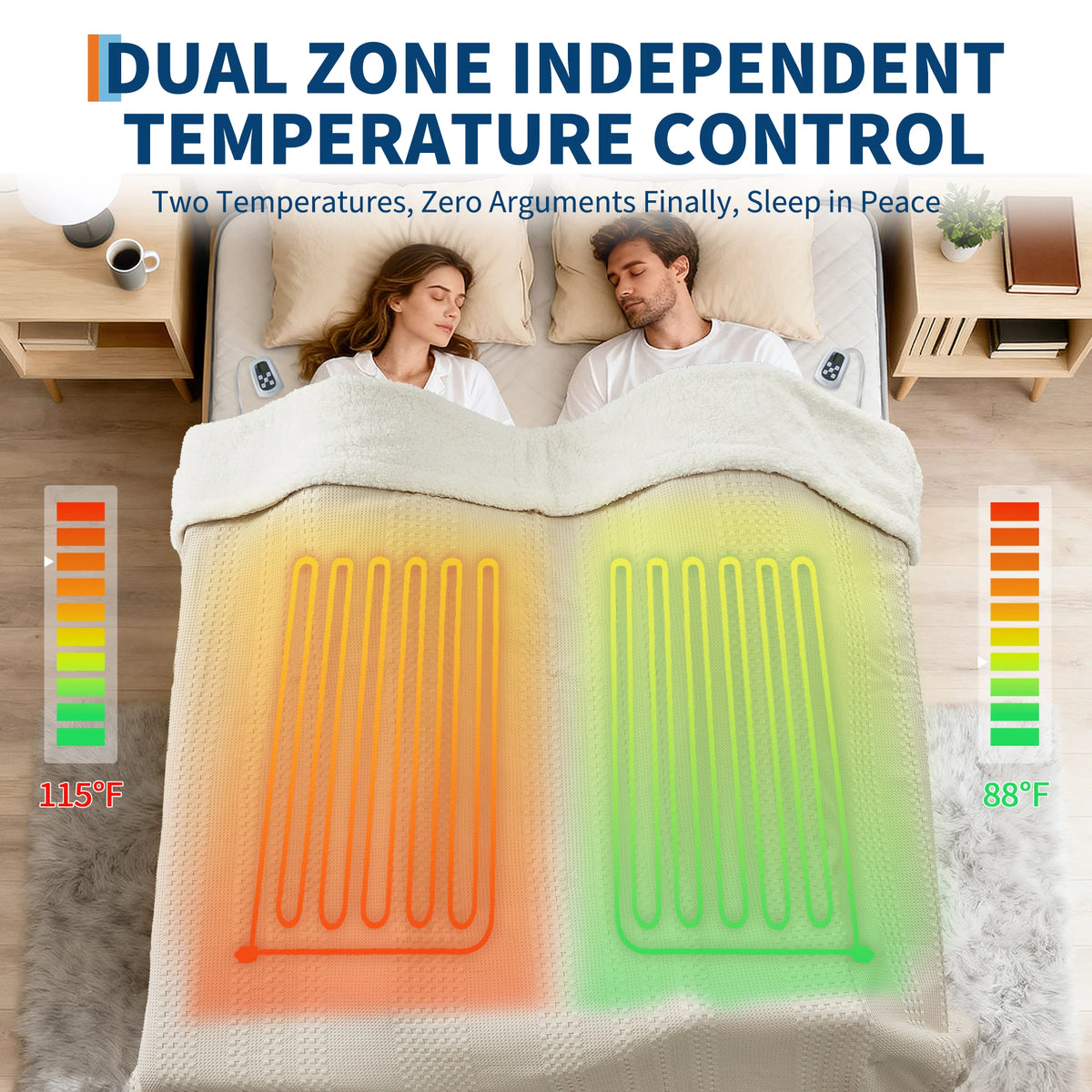 84*90 in Heated Throw Blanket Waffle Sherpa Electric Heating Blanket for Cozy Warmth 50x60 in Gray Queen/King Size