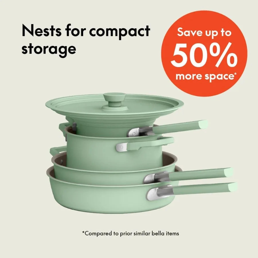 9 Piece Ceramic Nonstick Cookware Set Fitsanywhere™ Kitchenware w EverGood™ Coating Dishwasher and Oven Safe All Stovetops.