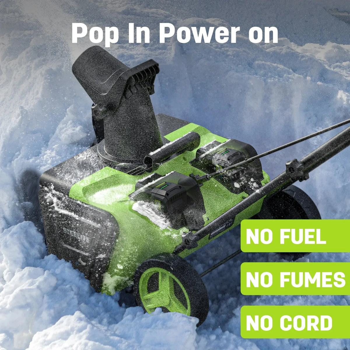 Deli 2x21V Cordless Snow Blower 20 Inch Brushless Snow T.2 Batteries and Charger .
