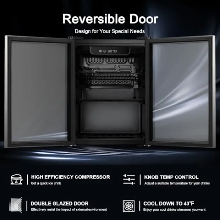 68-can beverage refrigerator, stainless steel glass door, silver, digital temperature .