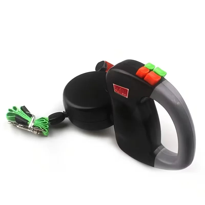 Self-Retracting Pet Leash with Dual Heads, 360-Degree Outdoor Dog Lead, One Leash for Two Dogs