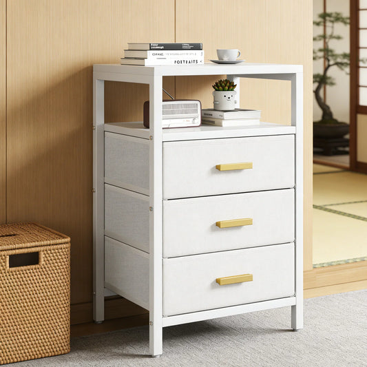 End Table Side Table Night Stand End Table 3 Fabric Drawers Modern  Double Layer Display Rack