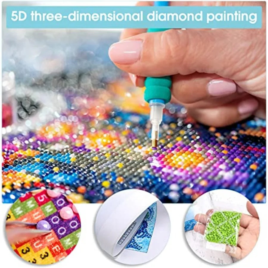 Wolf Diamond Painting Kit for Adults Beginners, Dreamcatcher 5D Full Drill Diamond Art Kit,