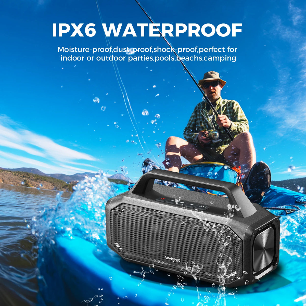 W-KING BT261-2 Bluetooth Wireless, 80W Portable Outdoor Speakers Loud with Bass Boost,.