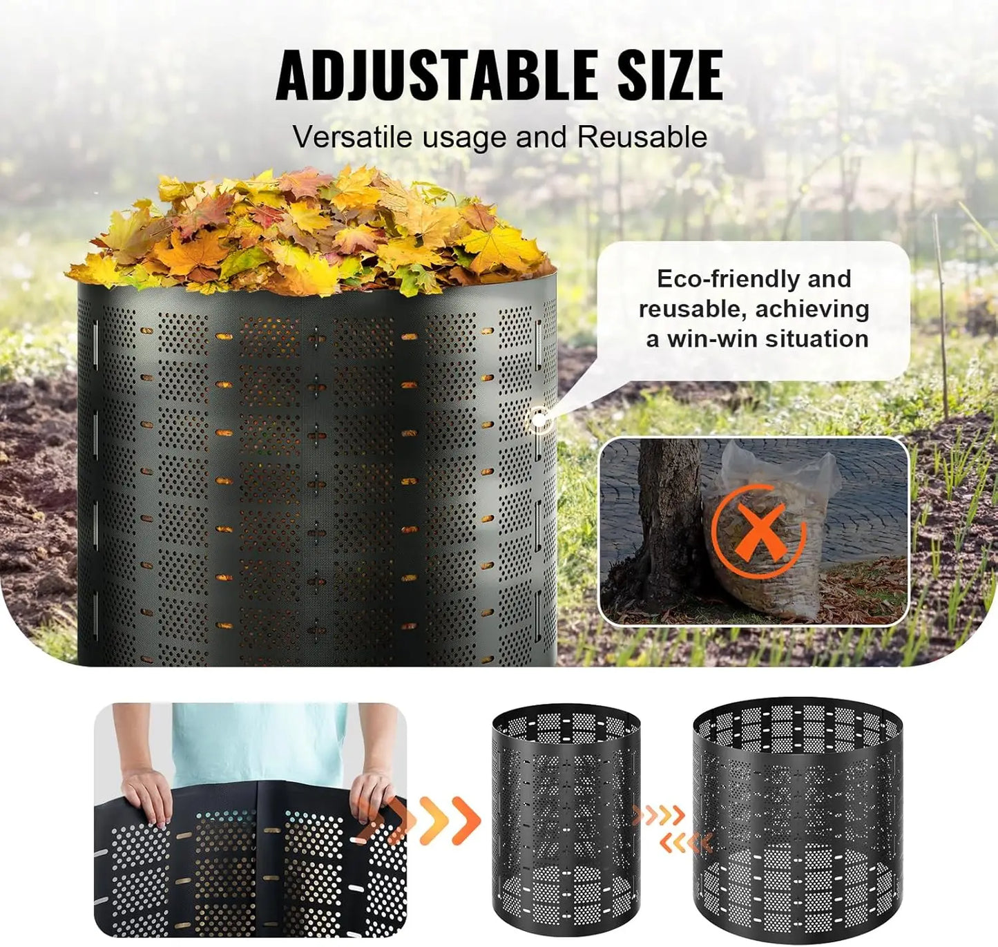 220 Gallon Compost Bin, Outdoor Expandable Composter