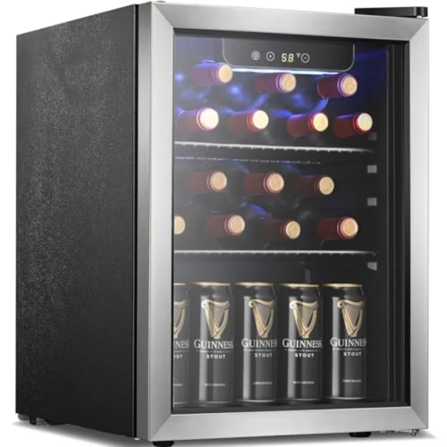 68-can beverage refrigerator, stainless steel glass door, silver, digital temperature .