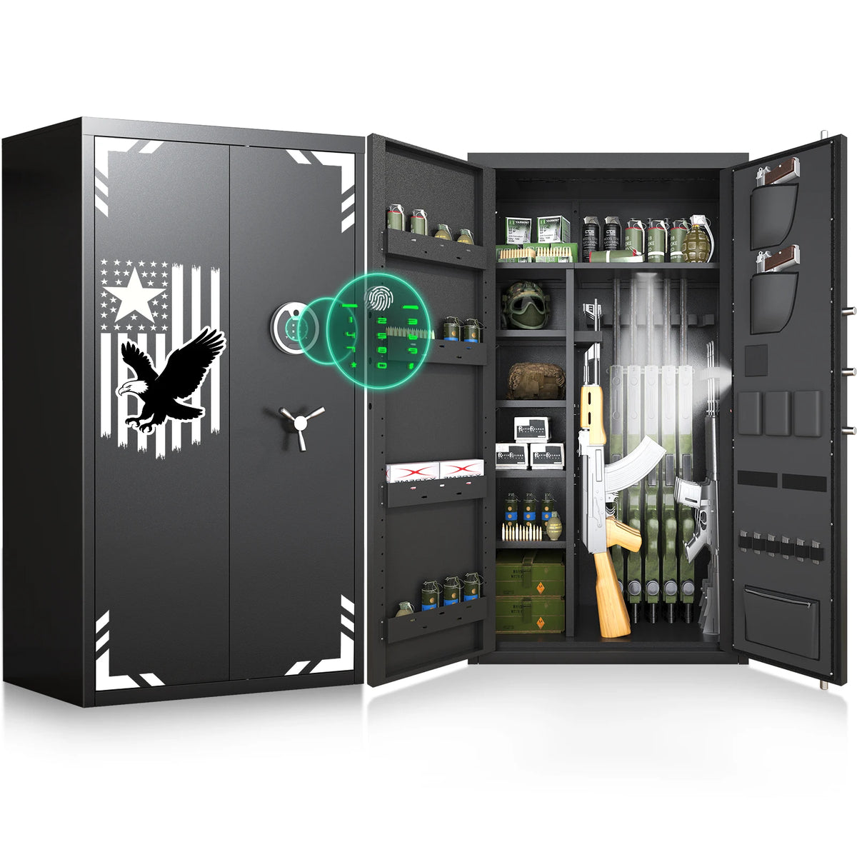 35-40 Large Unassembled Gun Safe for Rifles and Pistols, Biometric Fingerprint Gun Safe with LCD Keypad